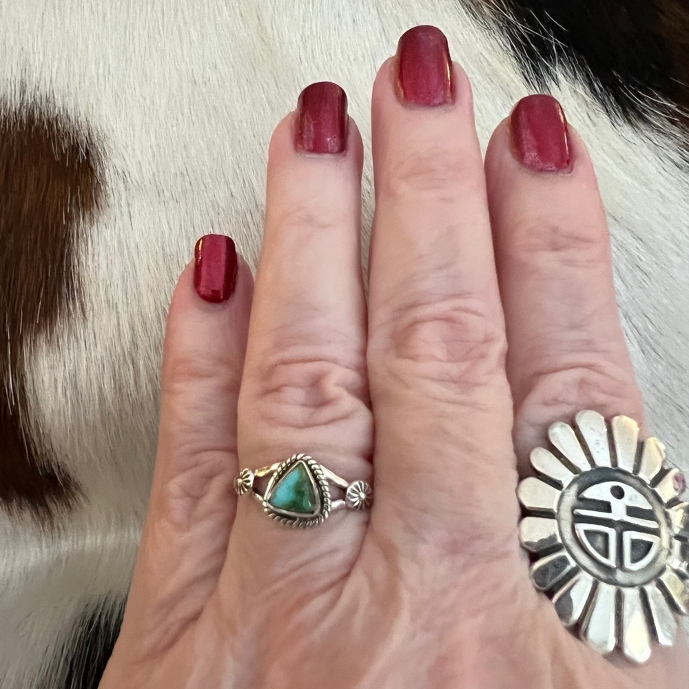 ❤️ Sonoran Gold Turquoise 7.75 Size Ring 925 Southwestern Navajo 2.3 Grams - Picture 3 of 14